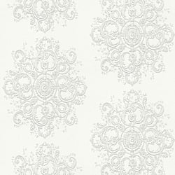 Galerie Wallcoverings Product Code 10154-31 - ELLE Decoration Wallpaper Collection - Cream Light Silver Colours - Baroque Damask Design
