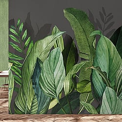 Galerie Wallcoverings Product Code 18002 - Tropical Wallpaper Collection - Blackberry Colours - Tropical Forest Design