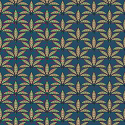 Galerie Wallcoverings Product Code 18513 - Into The Wild Wallpaper Collection - Blue Gold Colours - Leaf Motif Design