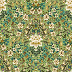 Galerie Wallcoverings Product Code 18517 - Into The Wild Wallpaper Collection - Green Colours - Floral Damask Design