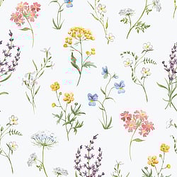 Galerie Wallcoverings Product Code 1901-4 - Spring Blossom Wallpaper Collection - Green Purple Pink Yellow Colours - BOTANICAL Design