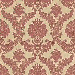 Galerie Wallcoverings Product Code 23608 - Classic Italian Wallpaper Collection - Red Gold Colours - A traditional damask on a woven effect background, giving a classical, formal edge to any interior scheme.  Design
