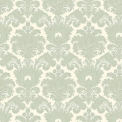 Galerie Wallcoverings Product Code 23615 - Classic Italian Wallpaper Collection - Green Colours - A floral, traditional damask on a textured background, giving a classical, formal edge to any interior scheme.  Design
