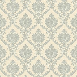 Galerie Wallcoverings Product Code 23646 - Classic Italian Wallpaper Collection - Blue Cream Colours - A damask with a stylised, contemporary edge. Less floral and more geometric, but still with the overall traditional sumptuousness of a classic damask.  Design