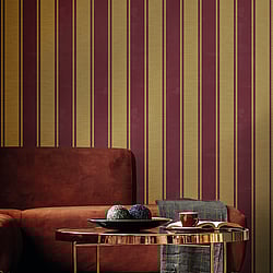 Galerie Wallcoverings Product Code 23678 - Classic Italian Wallpaper Collection - Red Gold Colours - This classic stripe brings a timeless elegance to your home. The smooth texture has a reassuring, high quality effect while the vertical design brings a formal feel to any room. Design