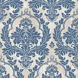 Galerie Wallcoverings Product Code 25716 - Cottage Chic Wallpaper Collection - Blue Cream Colours - Damasco Platino Design