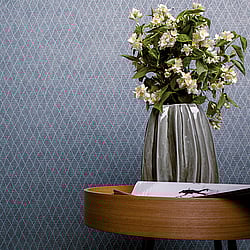 Galerie Wallcoverings Product Code 30813 - Montego Wallpaper Collection - Blue Colours - Textured Diamond Print Design
