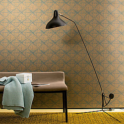 Galerie Wallcoverings Product Code 30832 - Montego Wallpaper Collection - Turquoise Gold Colours - Metallic Geometric Design