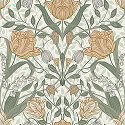 Galerie Wallcoverings Product Code 33006 - Apelviken Wallpaper Collection - Green Yellow Gold Colours - Tulip Trail Design