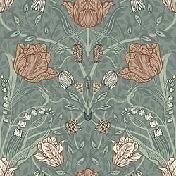 Galerie Wallcoverings Product Code 33010 - Apelviken Wallpaper Collection - Green Orange Colours - Tulips Design