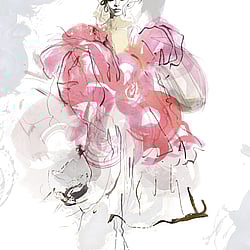 Galerie Wallcoverings Product Code 35898 - Fashion Icon Wallpaper Collection - Beige Rose Colours - Fashion Icon Ballgown Mural Design