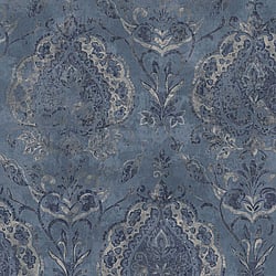 Galerie Wallcoverings Product Code 3727 - Tendenza Wallpaper Collection - Blue Colours - Floral Damask Design