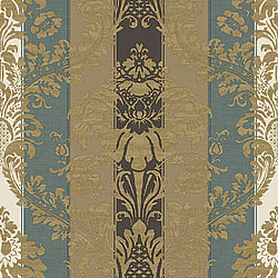 Galerie Wallcoverings Product Code 3913 - Italian Damasks 3 Wallpaper Collection - Blue Brown Black Gold Colours - Damask Stripe Design