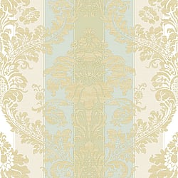 Galerie Wallcoverings Product Code 3915 - Italian Damasks 3 Wallpaper Collection - Blue Cream Gold Colours - Damask Stripe Design