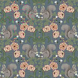 Galerie Wallcoverings Product Code 44122 - Apelviken 2 Wallpaper Collection - Blue Colours - Squirrels and Strawberries Design
