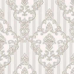 Galerie Wallcoverings Product Code 4600 - Italian Glamour Wallpaper Collection - Neutral Colours - Damask over Stripe Design