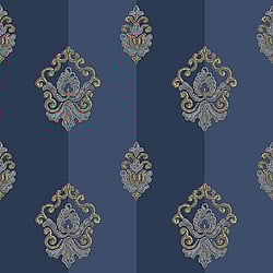 Galerie Wallcoverings Product Code 4627 - Italian Glamour Wallpaper Collection - Blue Colours - Damask Stripe Design