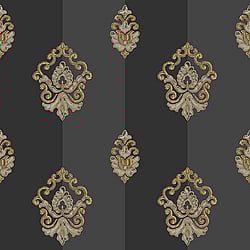 Galerie Wallcoverings Product Code 4629 - Italian Glamour Wallpaper Collection - Black Colours - Damask Stripe Design