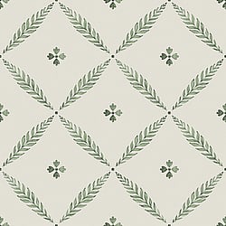 Galerie Wallcoverings Product Code 51024 - Blomstermala Wallpaper Collection - Green White Colours - Leaf Trellis Design