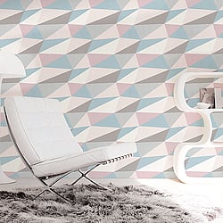 Galerie Wallcoverings Product Code 51183603 - Skandinavia 2 Wallpaper Collection - Pink Blue Grey White Colours - Pink Blue Triangle Geometric Design