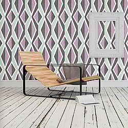 Galerie Wallcoverings Product Code 51183813 - Skandinavia 2 Wallpaper Collection - Purple Blue Black Colours - Purple Blue Big Ikat Stripe Design