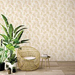 Galerie Wallcoverings Product Code 7312 - Evergreen Wallpaper Collection - Ochre Mica Colours - Trees Design