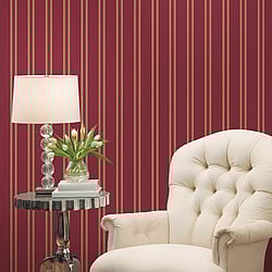 Galerie Wallcoverings Product Code 95705 - Ornamenta Wallpaper Collection - Red Gold Colours - Regency Stripe Design