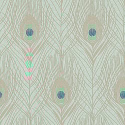 Galerie Wallcoverings Product Code AC60005 - Absolutely Chic Wallpaper Collection - Blue Green Metallic Colours - Peacock Feather Motif Design