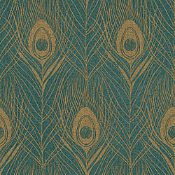 Galerie Wallcoverings Product Code AC60006 - Absolutely Chic Wallpaper Collection - Yellow Green Metallic Colours - Peacock Feather Motif Design