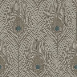 Galerie Wallcoverings Product Code AC60008 - Absolutely Chic Wallpaper Collection - Blue Brown Grey Colours - Peacock Feather Motif Design