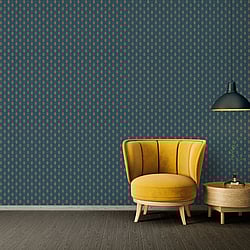 Galerie Wallcoverings Product Code AC60021 - Absolutely Chic Wallpaper Collection - Beige Blue Brown Colours - Art Deco Style Geometric Motif Design