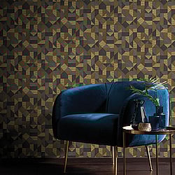 Galerie Wallcoverings Product Code BL22771 - Botanica Wallpaper Collection - Yellow Brown Grey Colours - Cubics Design