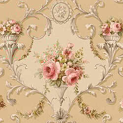 Galerie Wallcoverings Product Code CI38234 - Classic Silks 4 Wallpaper Collection - Brown Red Yellow Colours - Ornamental Floral Design