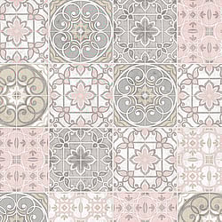 Galerie Wallcoverings Product Code CK36611 - Kitchen Style 3 Wallpaper Collection - Pink Grey Beige Colours - Retro Tiles Design