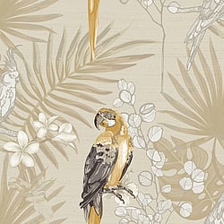 Galerie Wallcoverings Product Code CM27003 - Botanica Wallpaper Collection - Yellow Black Colours - Tropical Parrot Design