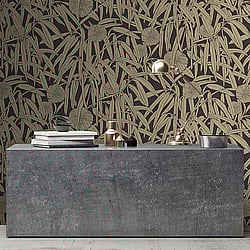 Galerie Wallcoverings Product Code DA23232 - Luxe Wallpaper Collection - Gold Black Colours - Two Tone Leaf Design