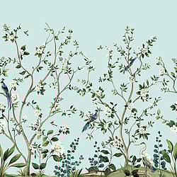 Galerie Wallcoverings Product Code DB30102M - Daisy Bennett Wallpaper Collection - Aquas & Teals Colours - Heron Botanical Mural Design
