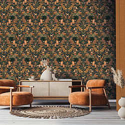 Galerie Wallcoverings Product Code DW2003 - Designer Walls Wallpaper Collection - Heron Green Colours - Magic Animals Design