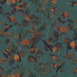 Galerie Wallcoverings Product Code DW2008 - Designer Walls Wallpaper Collection - Heron Green Colours - Nature Leaves Design