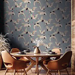 Galerie Wallcoverings Product Code DW2019 - Designer Walls Wallpaper Collection - Light Blue Fog Colours - Cranes Design