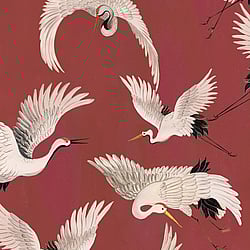 Galerie Wallcoverings Product Code DW2021 - Designer Walls Wallpaper Collection - Burgundy Colours - Cranes Design