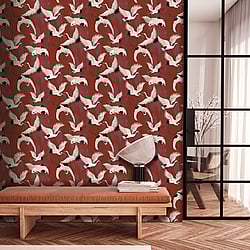 Galerie Wallcoverings Product Code DW2021 - Designer Walls Wallpaper Collection - Burgundy Colours - Cranes Design