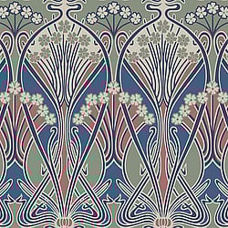 Galerie Wallcoverings Product Code ET12412 - Arts and Crafts Wallpaper Collection - Green Blue Red Colours - Dragonfly Damask Design