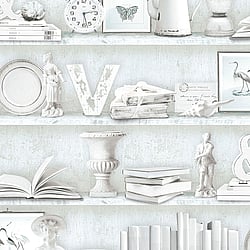 Galerie Wallcoverings Product Code FH37506 - Homestyle Wallpaper Collection - Grey Turquoise Colours - Curio Cabinet Design