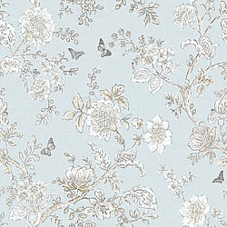 Galerie Wallcoverings Product Code FH37537 - Homestyle Wallpaper Collection - Blue Beige Brown Colours - Butterfly Toile Design