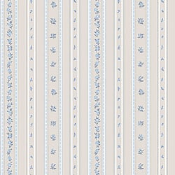 Galerie Wallcoverings Product Code G23221 - Country Cottage Wallpaper Collection - Blue Beige Colours - Floral Stripe Design