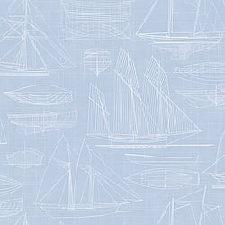 Galerie Wallcoverings Product Code G23327 - Deauville 2 Wallpaper Collection - Sky Blue White Colours - Nautical Blueprint Design