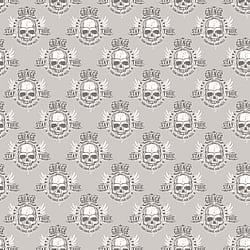 Galerie Wallcoverings Product Code G45366 - Grunge Wallpaper Collection - Silver White Black Colours - Grunge Skull Design