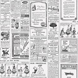 Galerie Wallcoverings Product Code G45449 - Just Kitchens Wallpaper Collection - Black White Colours - Newspaper Design