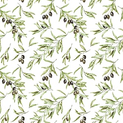 Galerie Wallcoverings Product Code G45450 - Just Kitchens Wallpaper Collection - Green Black White Colours - Olive Drupe Design